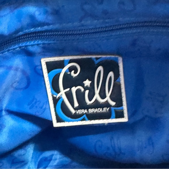 Vera Bradley Blue Frill Vintage White Shoulder Bag with Geometric Pattern EUC - Picture 10 of 15